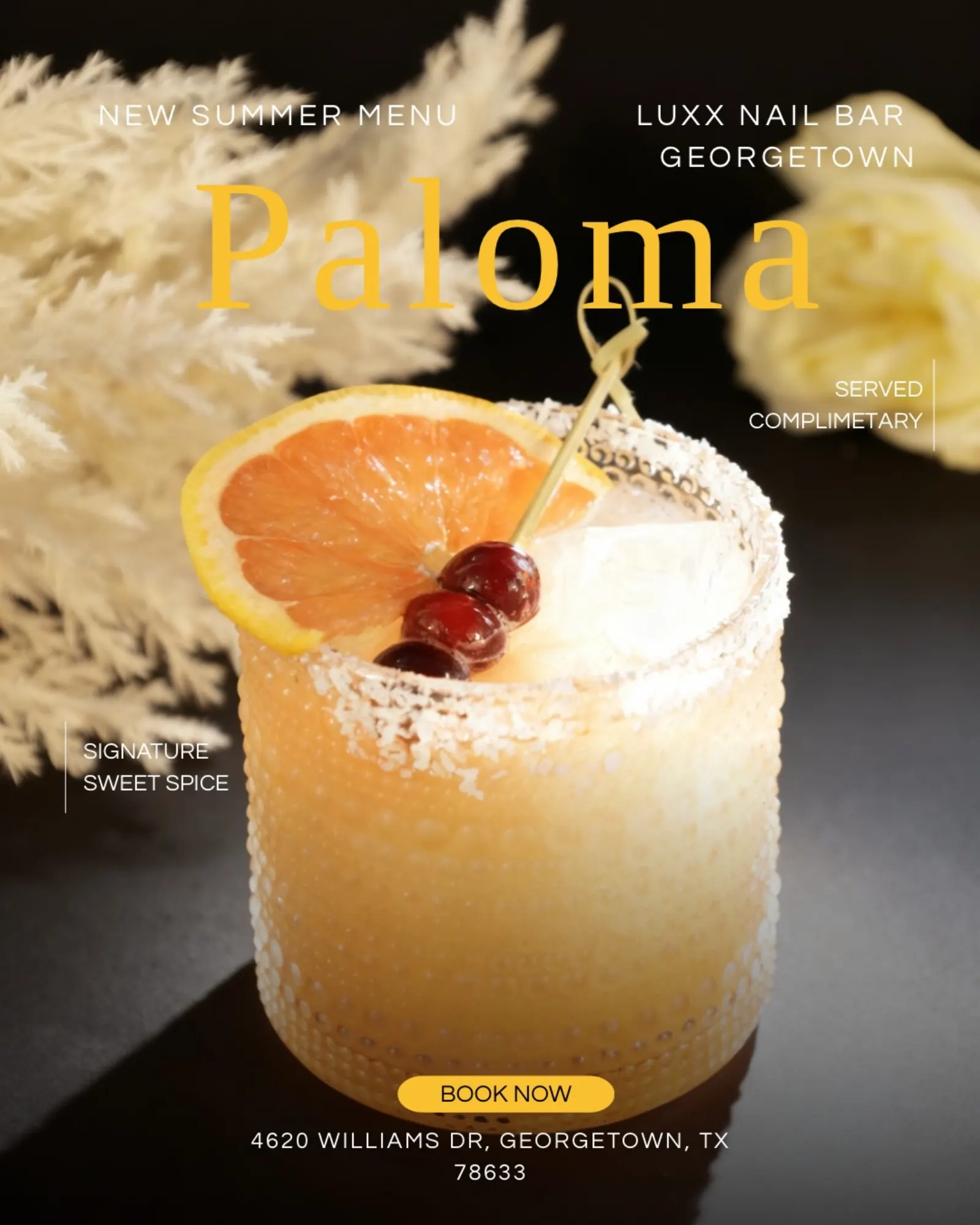 Paloma signature cocktail at Luxx Nail Bar